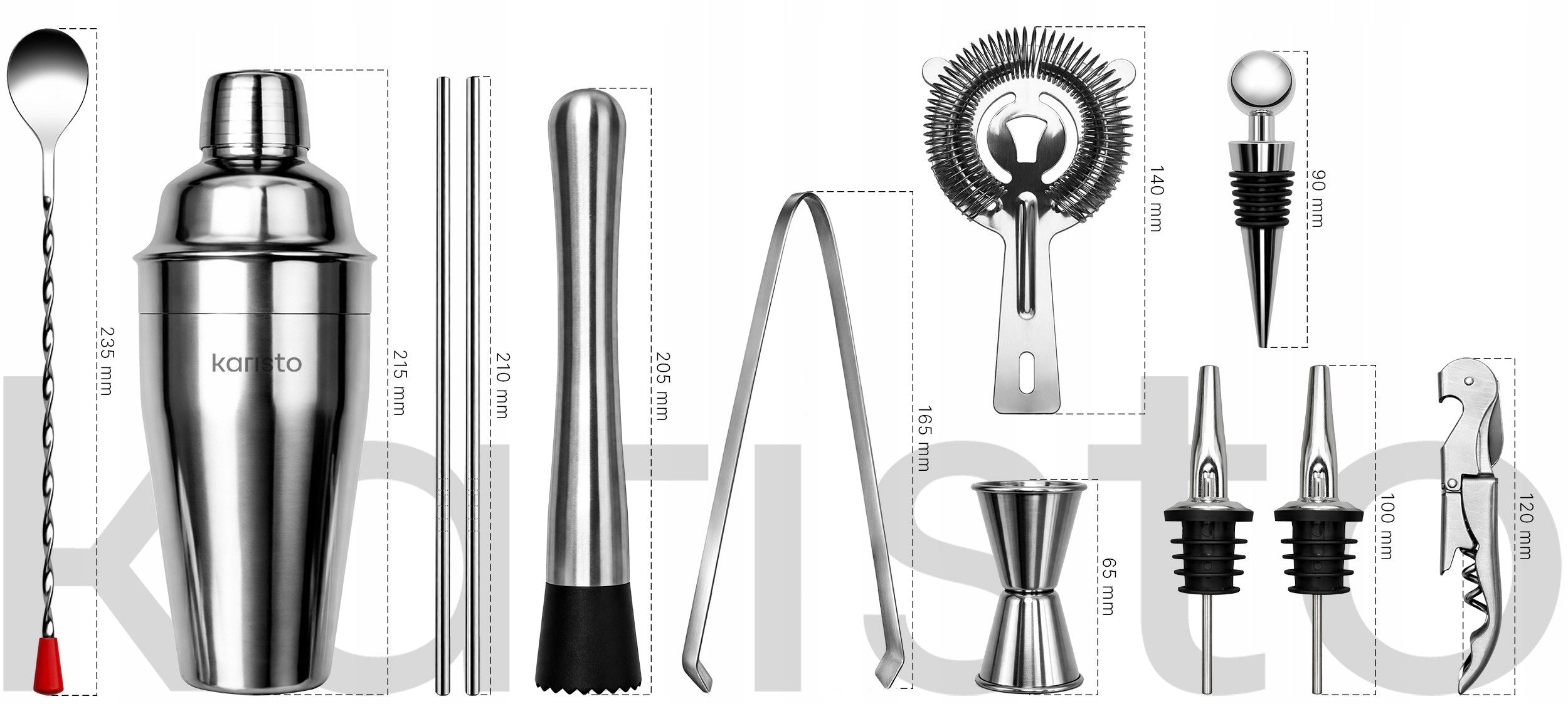Karisto Shaker Bartending Set and Accessories with Bamboo Stand Manufacturer code AKC-486