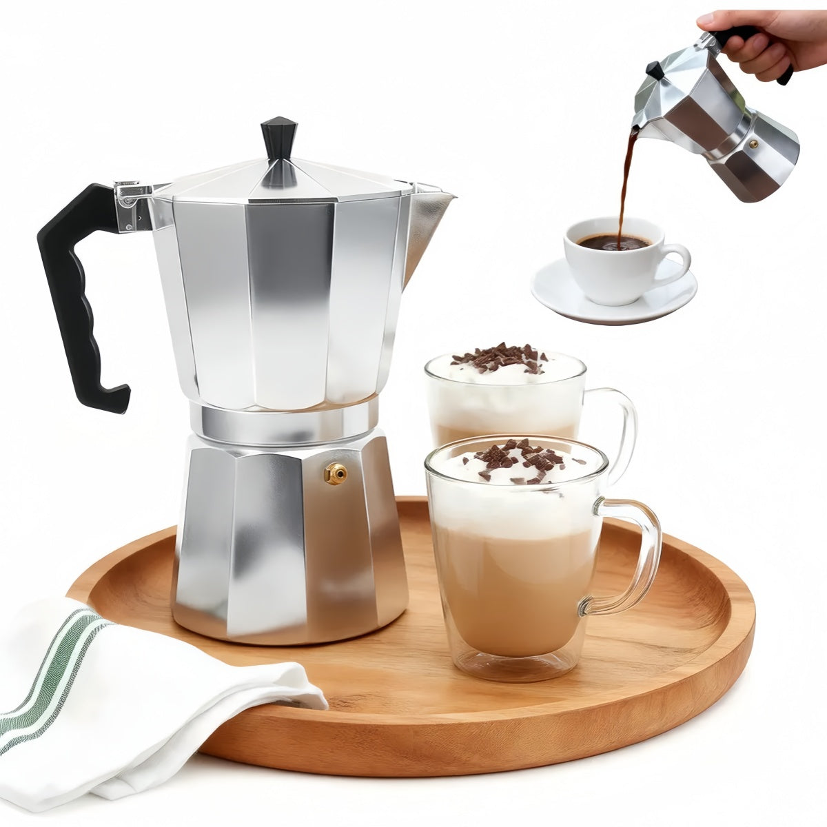 Kawiarka Aluminiowa Moka 3 tz 150 ml Espresso Zaparzacz na Gaz Elektryczna