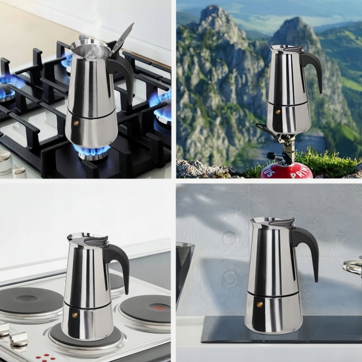 Kawiarka Stalowa Kwalux Do Espresso 4 Filiżanki 200 ml gaz Brand no brand