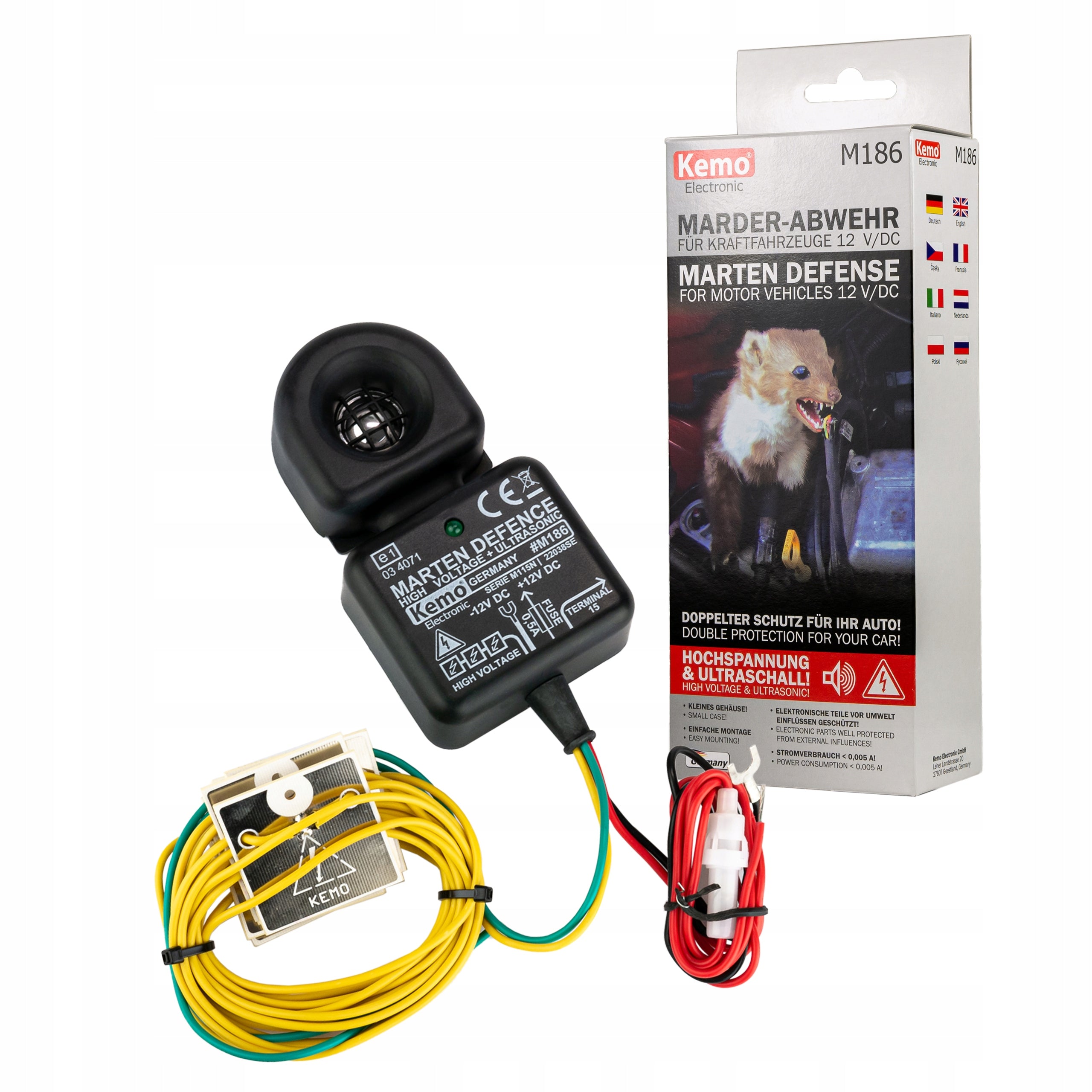 Kemo M186 German car marten repellent 2in1 ultrasound and voltage Kind repellent