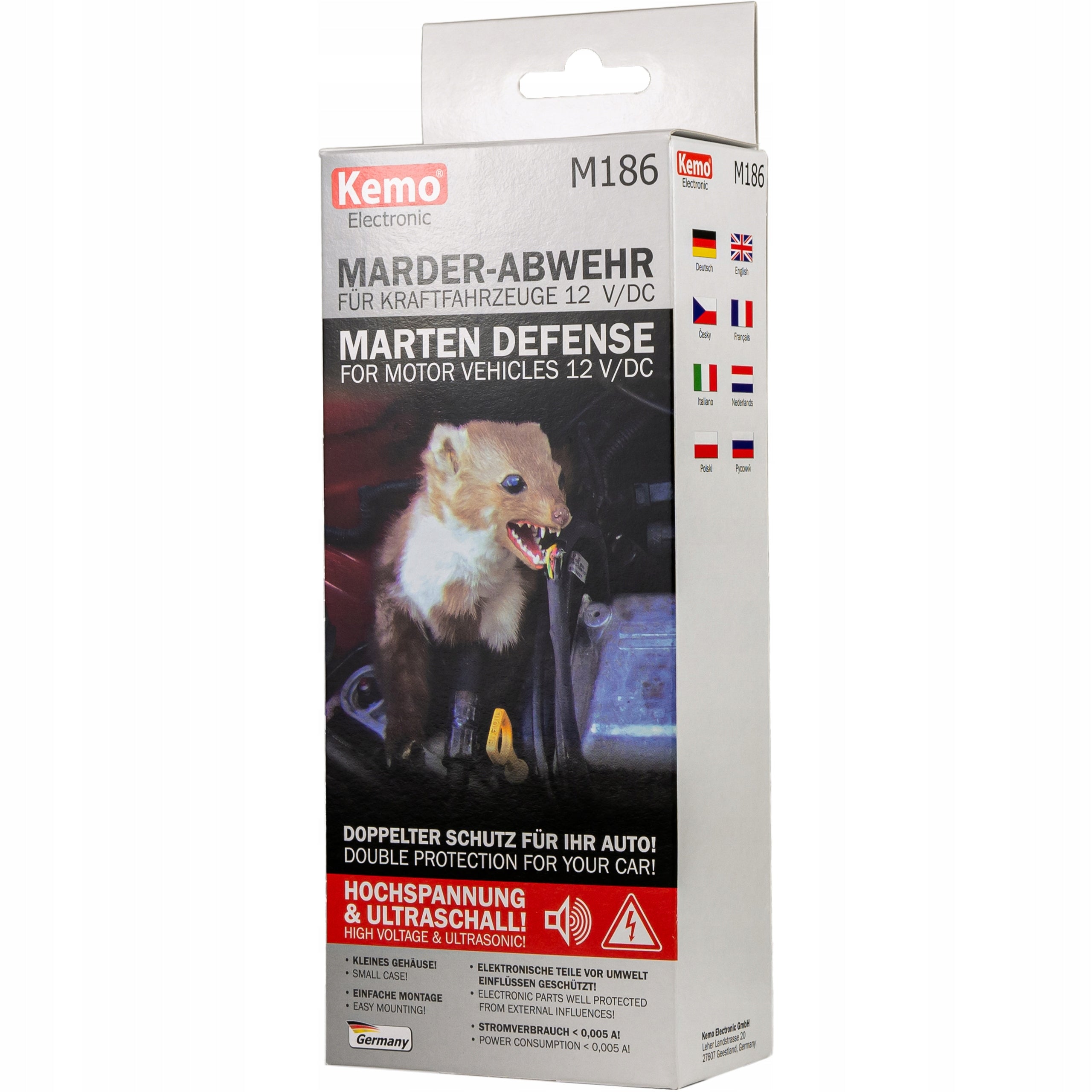 Kemo M186 German car marten repellent 2in1 ultrasound and voltage Manufacturer code M186