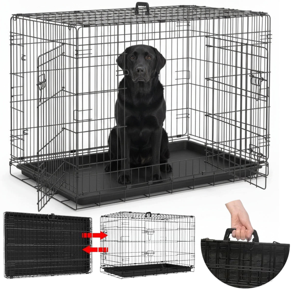 Kennel Transport Cage Black For Dog For Car 92x57x63 Cm