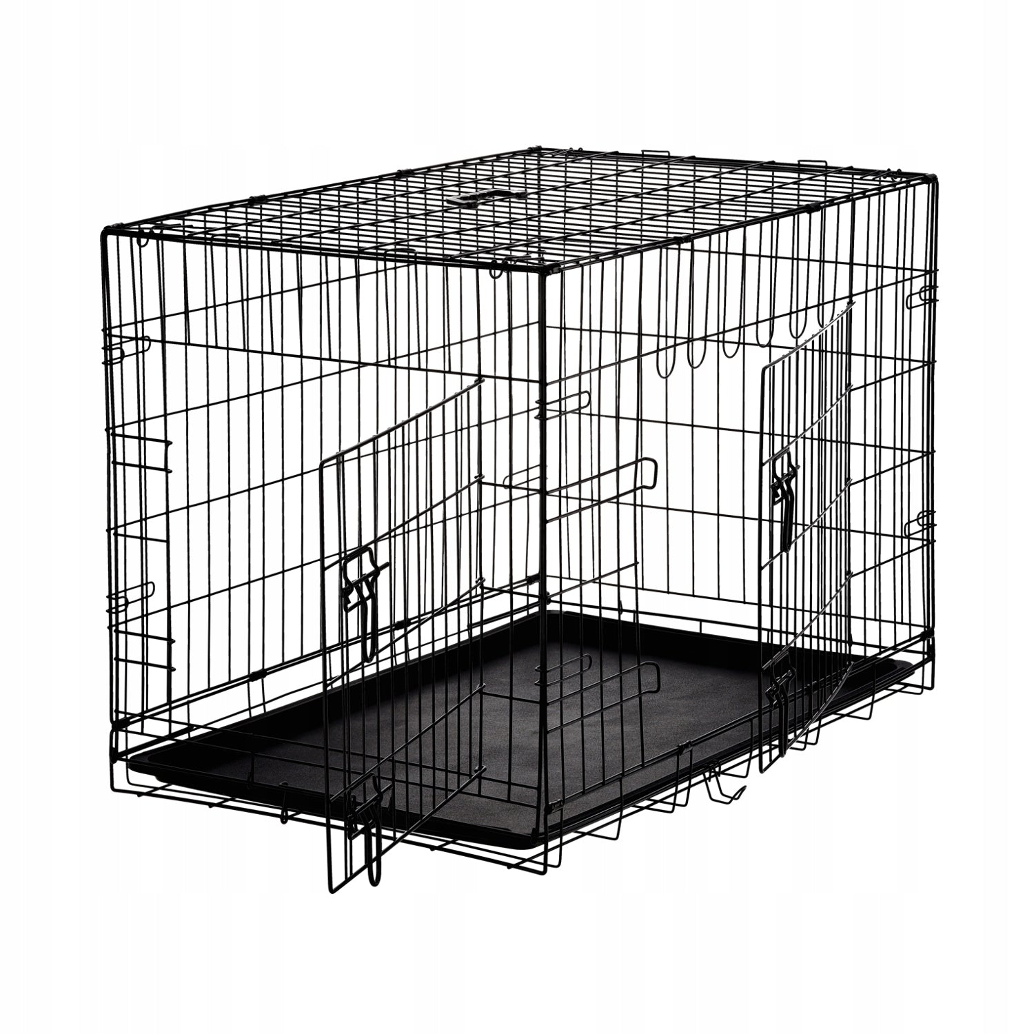 Kennel cage L 76x45x51 cm for Dog – Two-door, Folding, Metal with