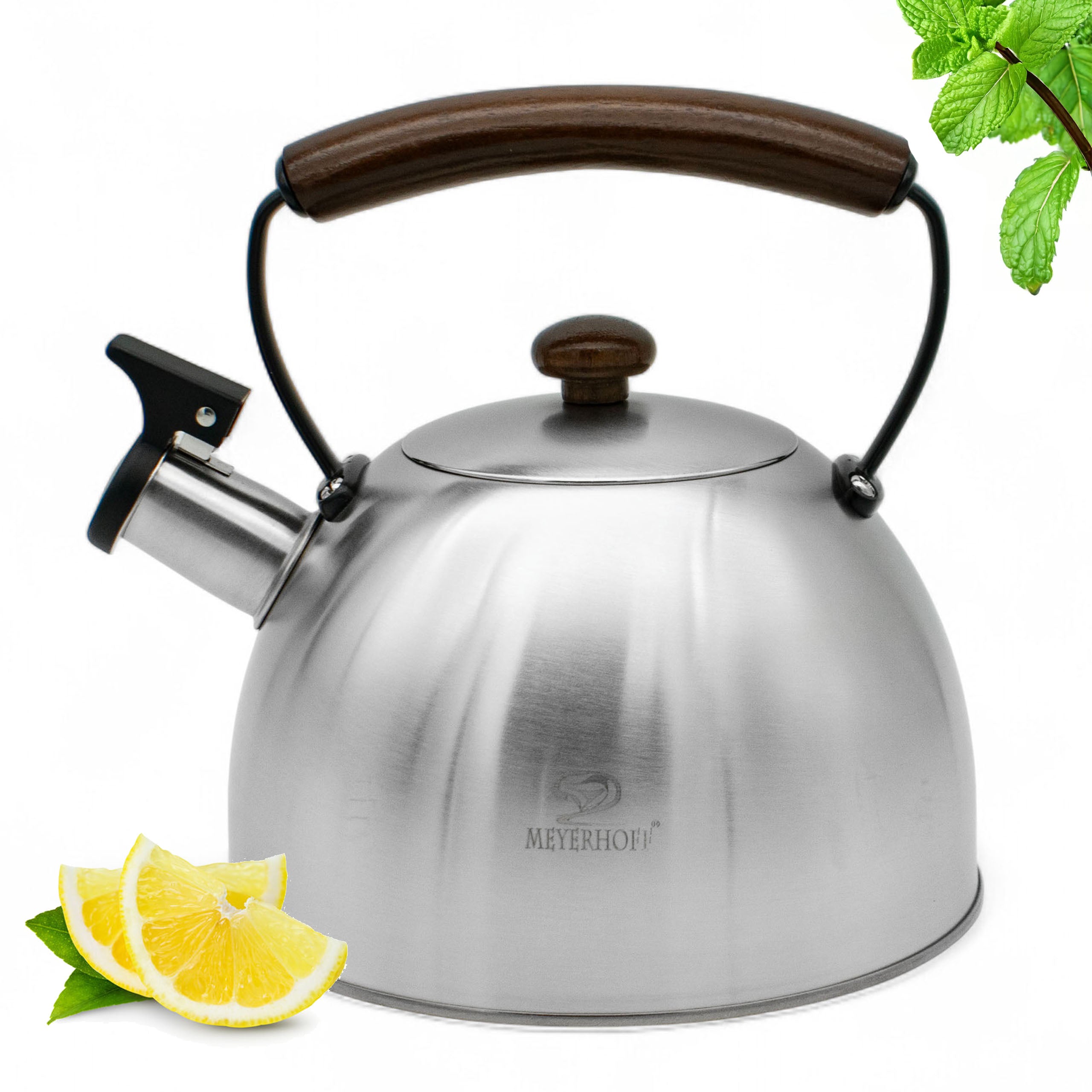 Kettle 2.5L Steel Stainless Silver Whistle Brushed Induction Gas