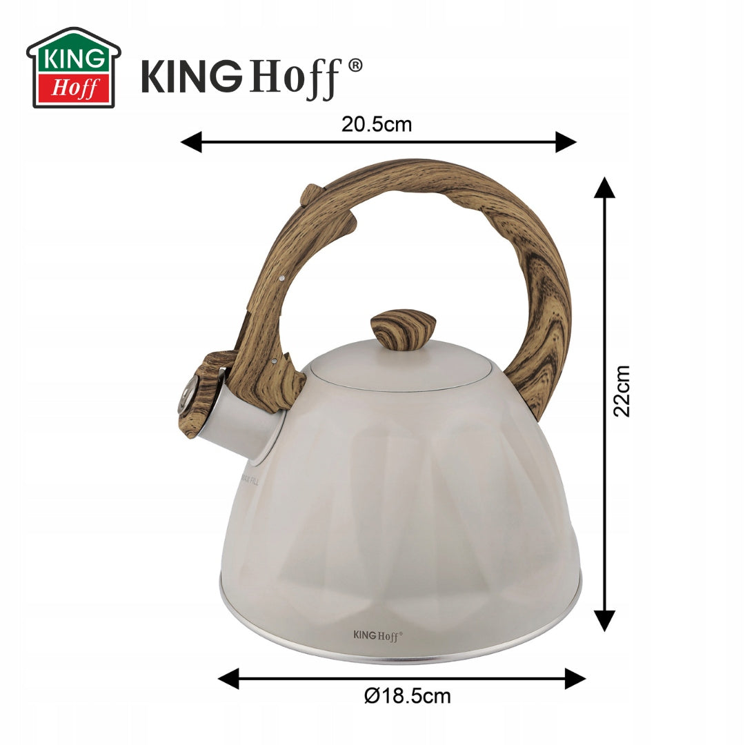 Kettle KINGHoff 2L cream with whistle induction Gas steel handle wood Manufacturer code KH-1998