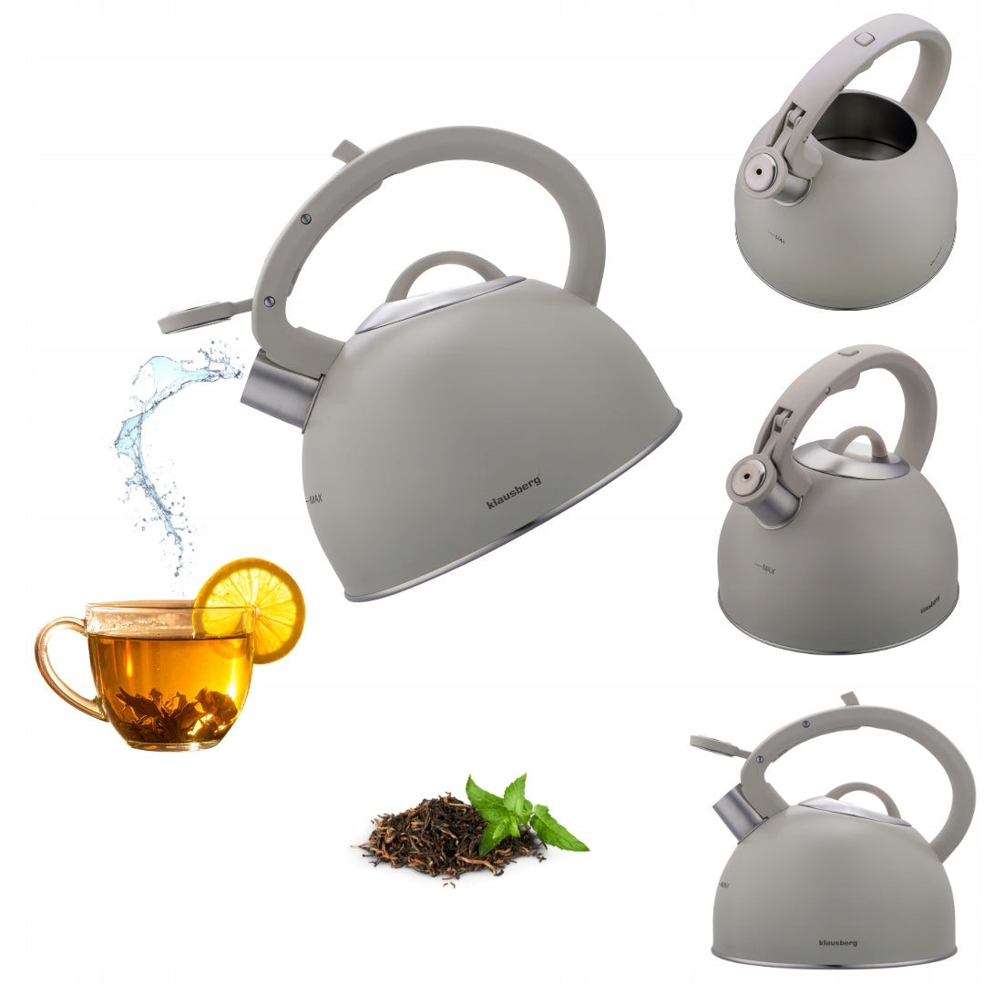 Kettle KLAUSBERG KB-7912 2,5L Grey steel with thick bottom Induction GAS