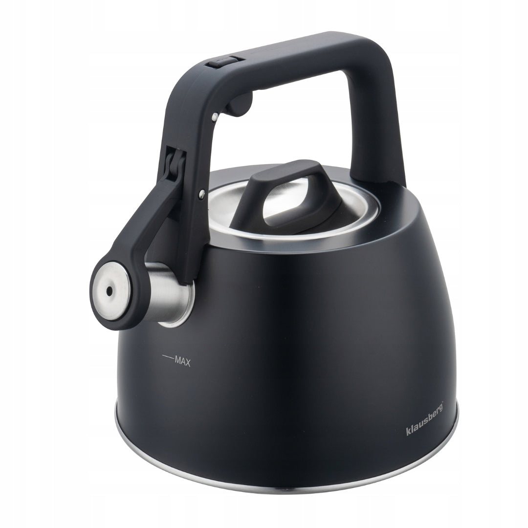 Kettle KLAUSBERG KB-7915 with Thick Bottom 2,5L Black whistle, induction Gas Manufacturer code KB-7915