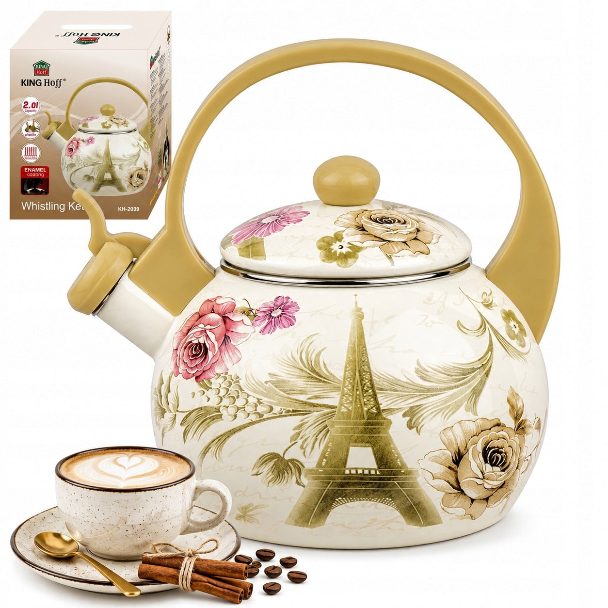 Kettle Traditional Steel ENAMEL Enamel Beige 2 Lit. Induction GAS