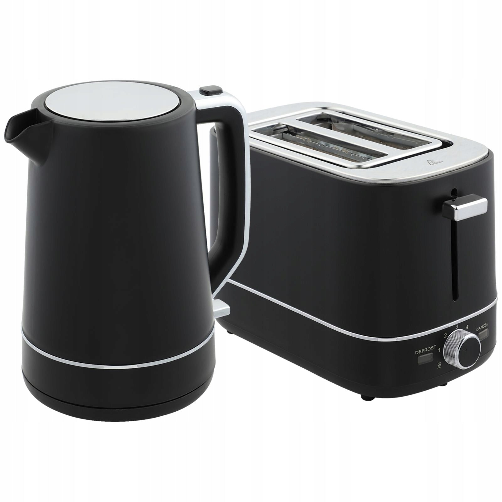 Kettle set 1,7 l and toaster 6 degrees, black/steel Dominant color black