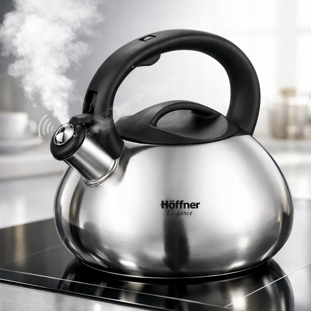Kettle with Whistle Steel Silver Induction Gas 2,5L Hoffner Elegance Manufacturer code 4955
