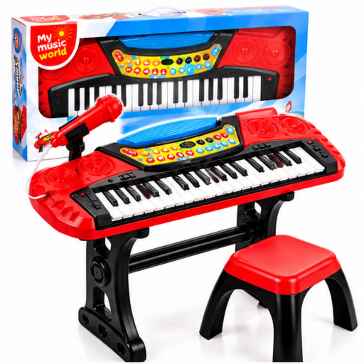 Keyboard Kids Piano Microphone Kibord Stool Chair 37 Keys Packaging status original