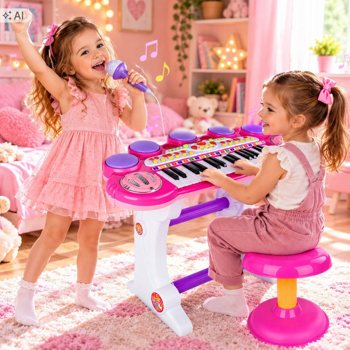 Keyboard PIANO for Kids with Microphone Stool Chair 37 Keys Packaging status original