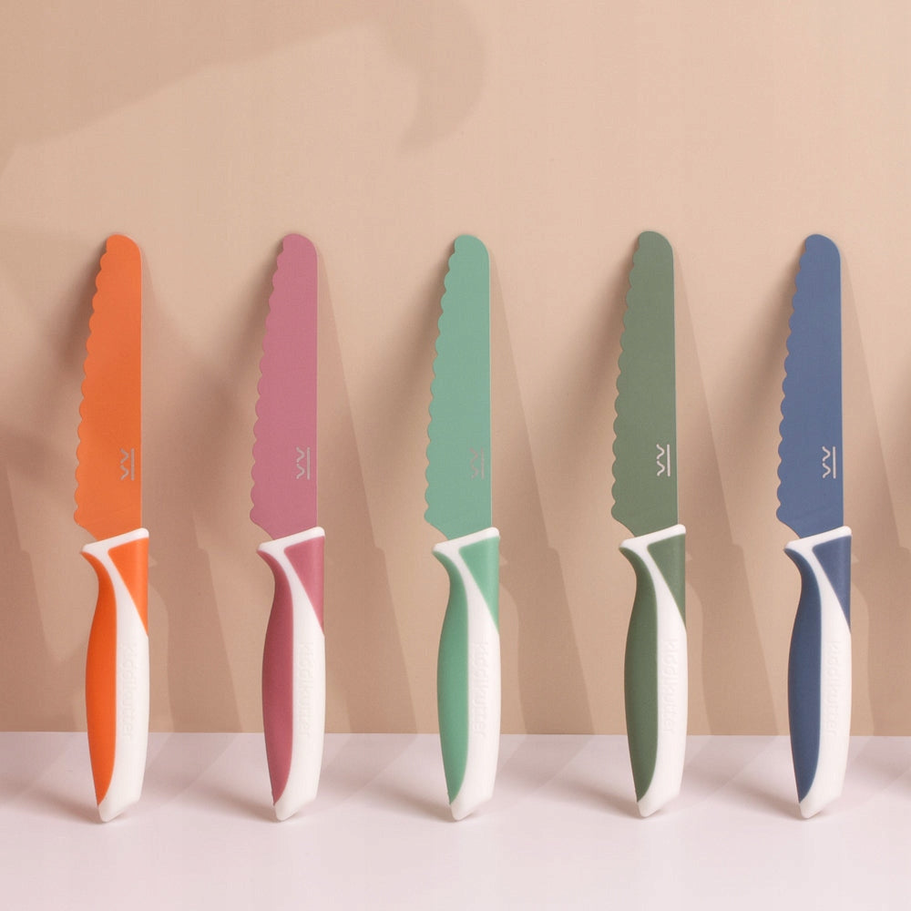 KiddiKutter, Safe Cutting Learning Knife for Kids, MOKA Packaging status original