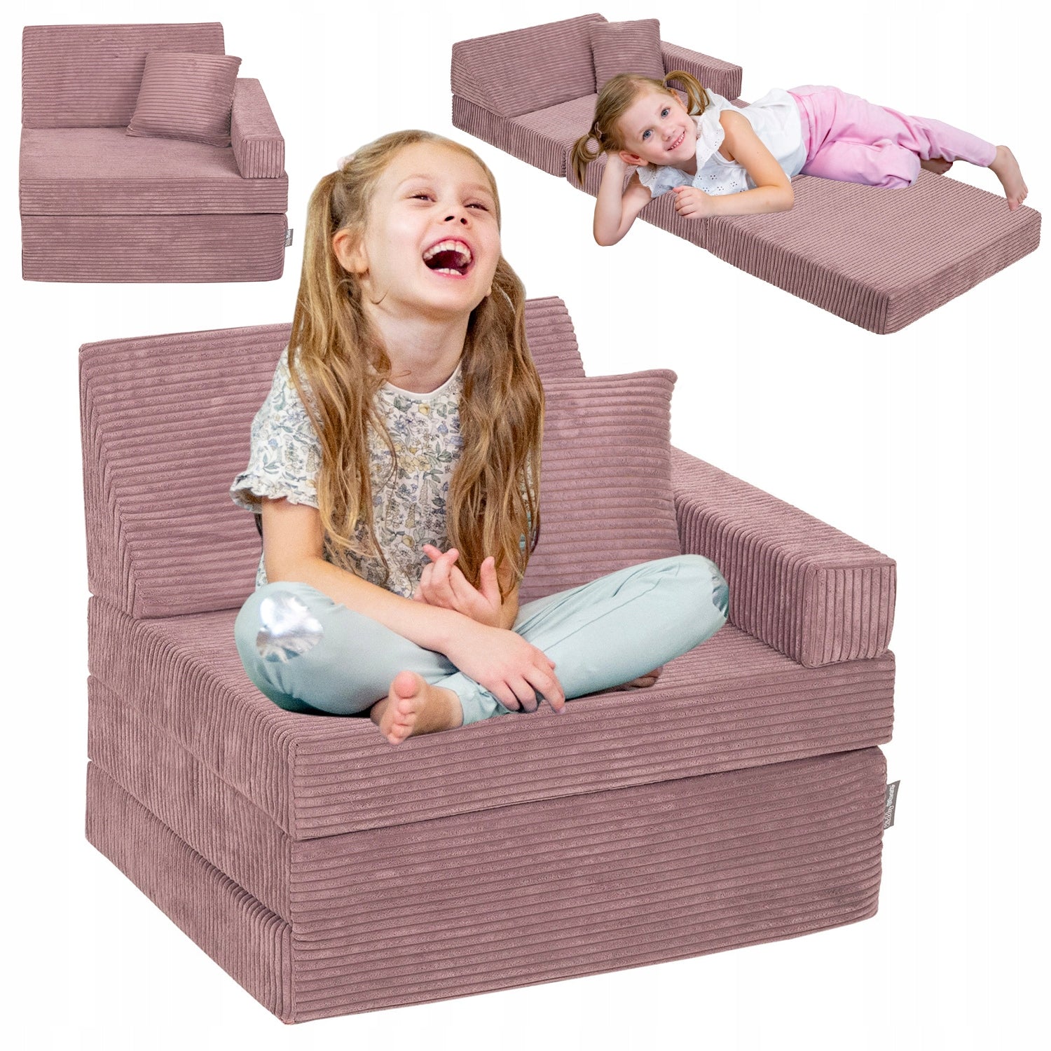 KiddyMoon Armchair Foam Folding Mattress with Cushion KFMP-700 purple