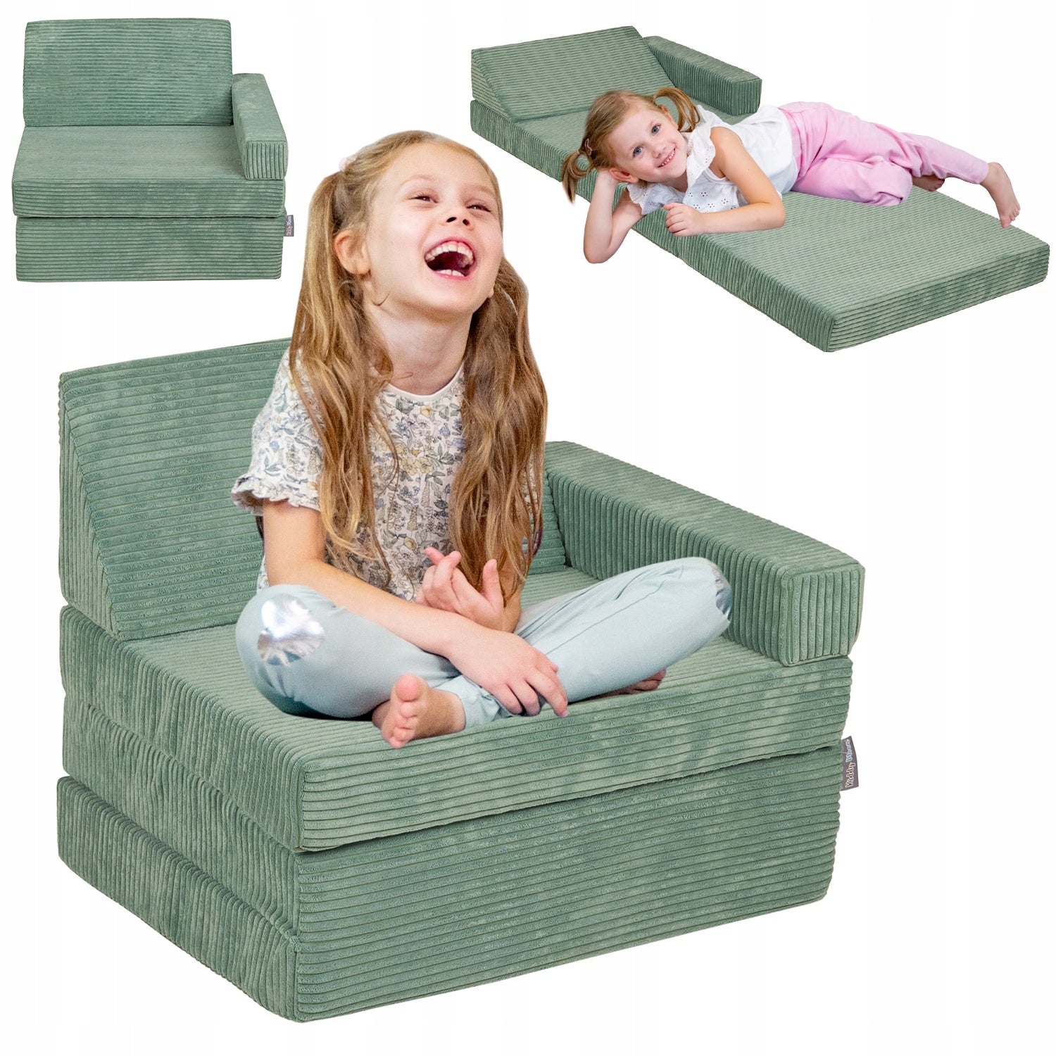 KiddyMoon Armchair Foam folding mattress 70x55x30/60 KFM-700 green