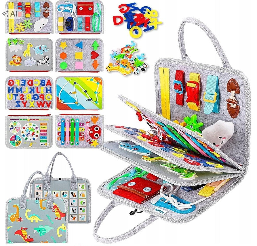 Kidino Manipulation Board Sensory Grey Educational For Children Packaging status original
