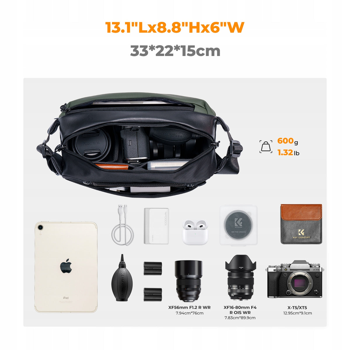 Kidney Sachet Shoulder Bag Photographic for Equipment Photo Urban K&F Manufacturer code KF13.157V3