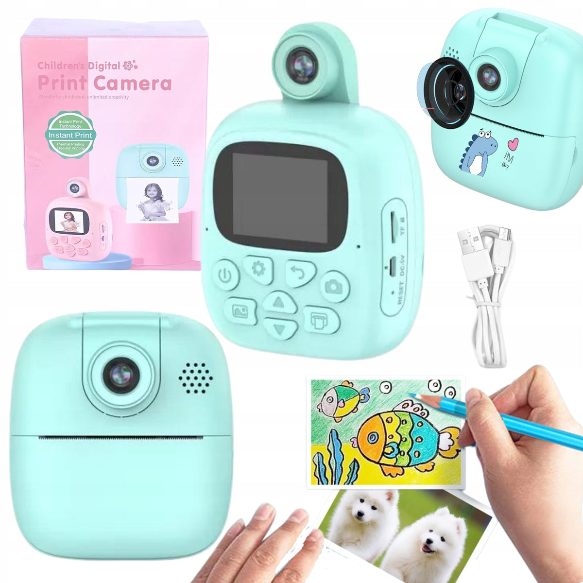 Kids Camera Digital Camera Instant Print Selfie 1080P 32GB HD SUPBRO