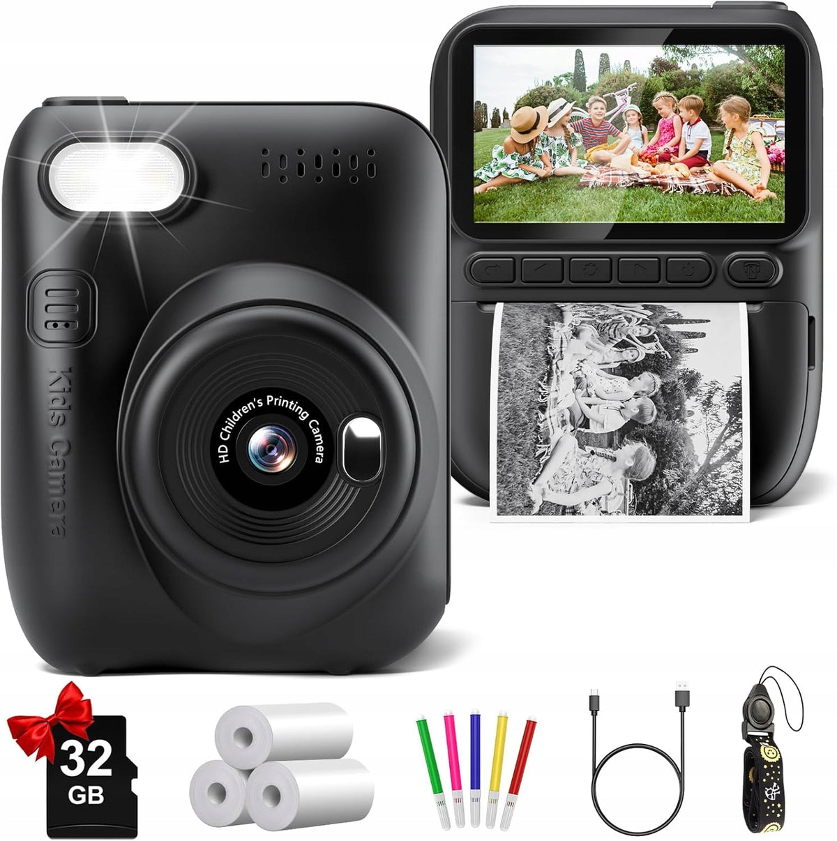 Kids Camera Instant With 1080p 3 inch 32GB Printer