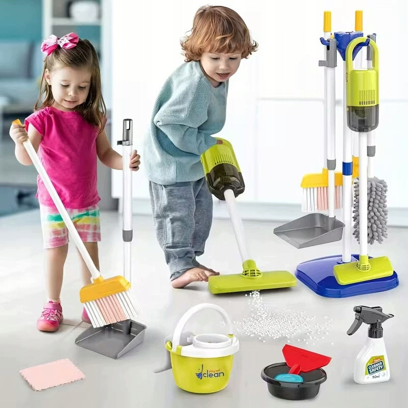Kids Cleaning Kit Vacuum Cleaner Cart Mop Bucket Accessories 14in1