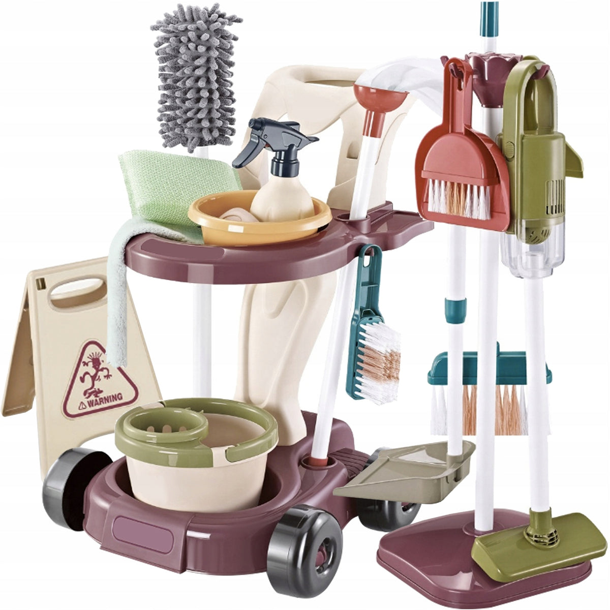 Kids Cleaning Kit Vacuum Cleaner Trolley Mop Bucket Accessories 18in1