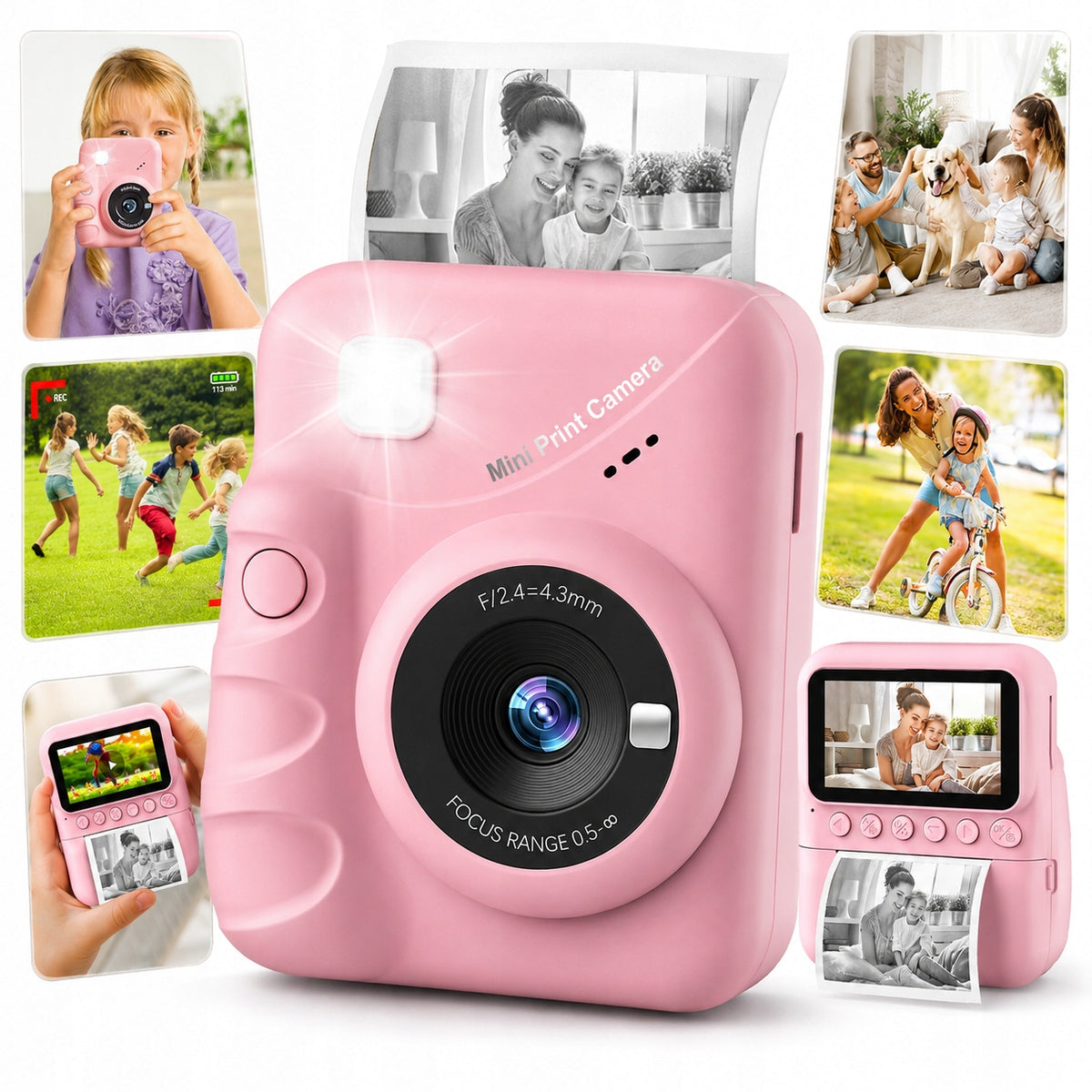 Kids Instant Camera Digital 32GB Card Paper Lanyard USB Cable