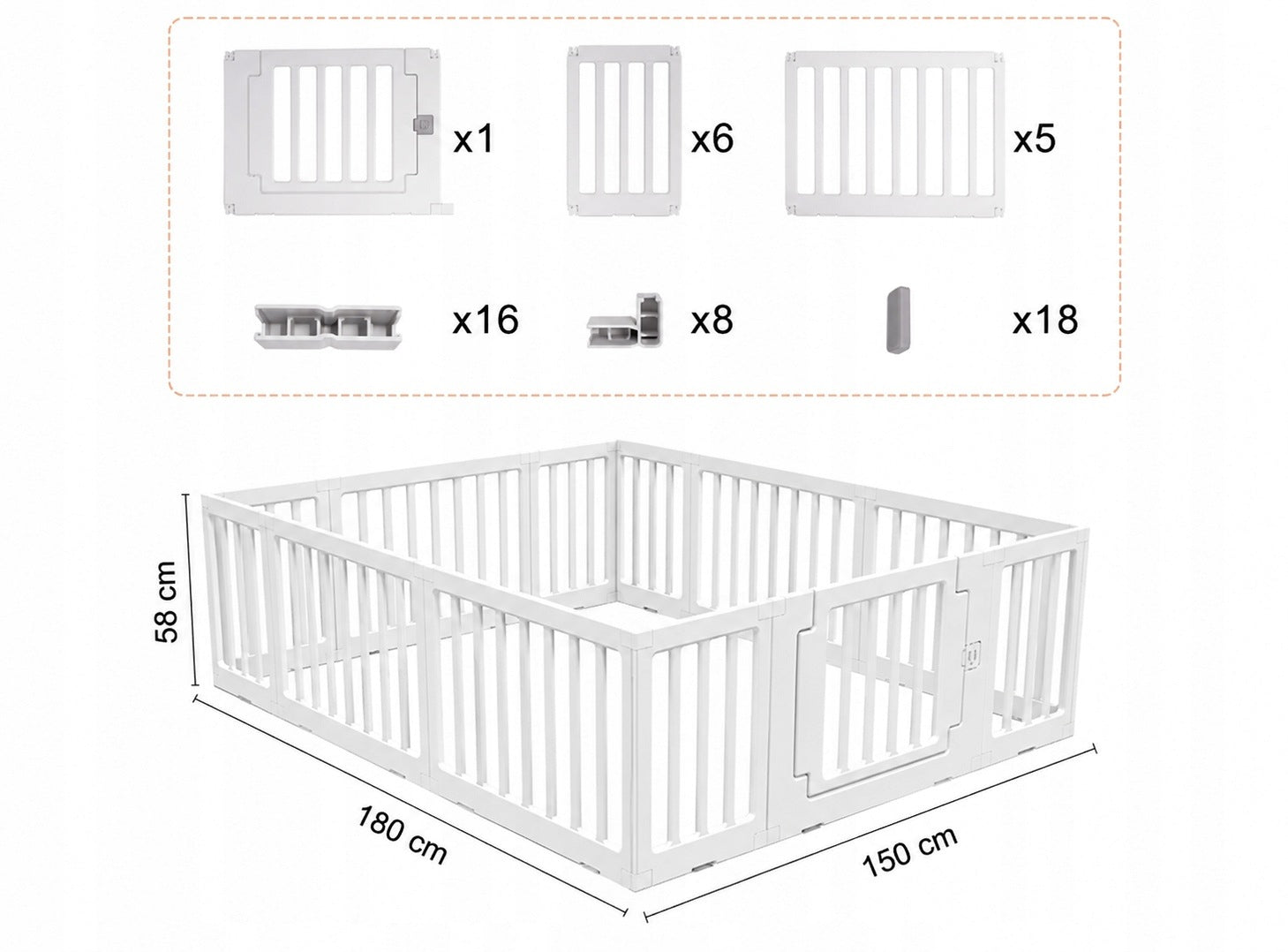Kids Playpen Indoor Outdoor 150x180 cm Gupamiga PLP-WL071-12 Manufacturer code B0D3ZWWQMF