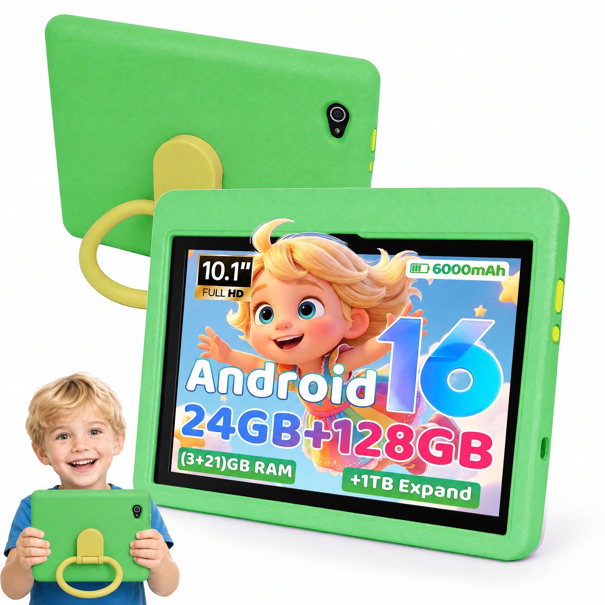 Kids Tablet 10 Inch Android 16 Five Core 24GB+128GB IPS HD 1280×800 Display