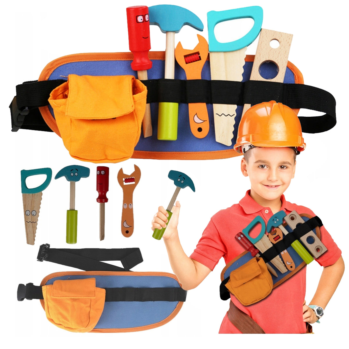 Kids Toys Tools Tool Belt Workshop Wooden Set Brand Stator