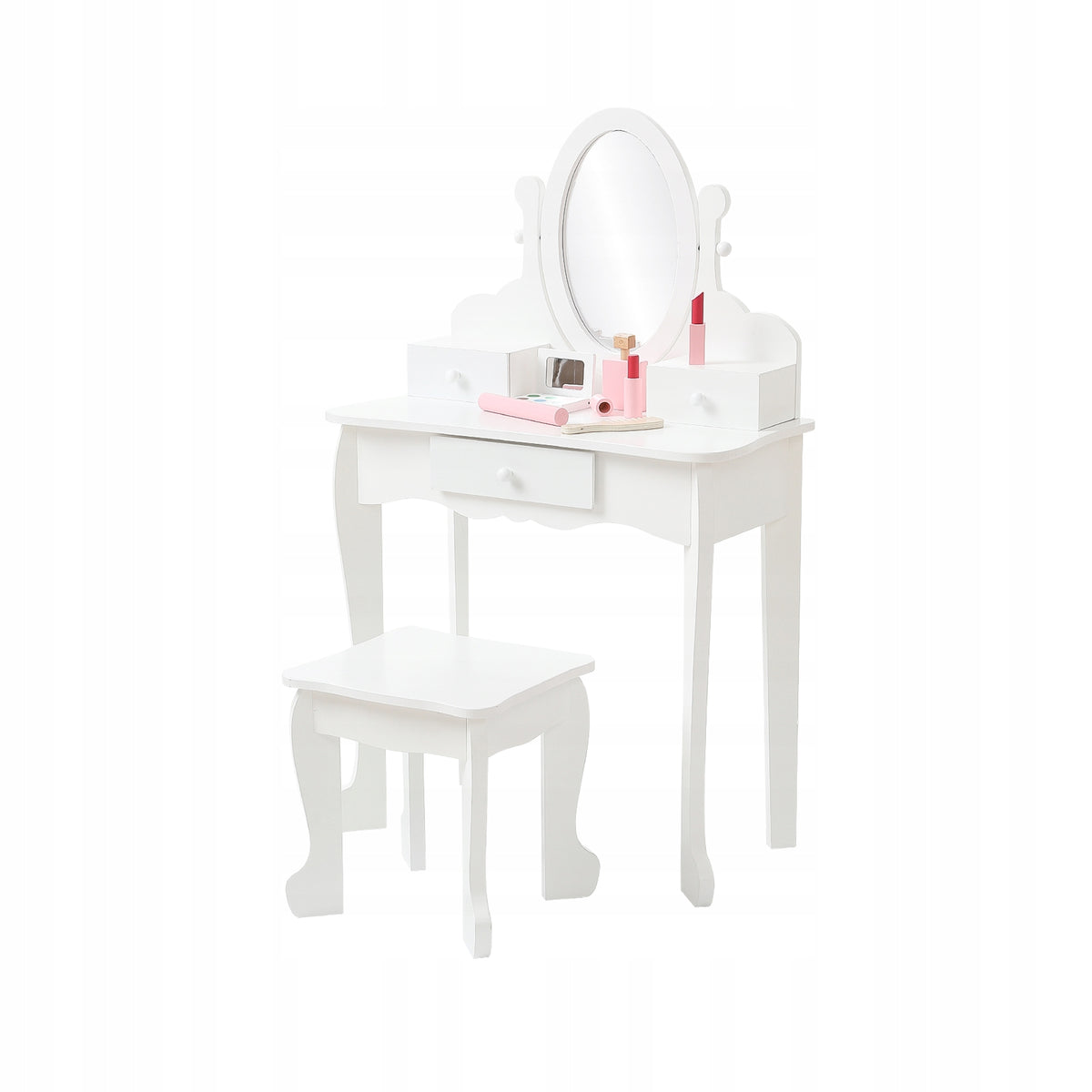 Kids Vanity Set with Adjustable Mirror, and Wood Makeup Playset, White Packaging status original