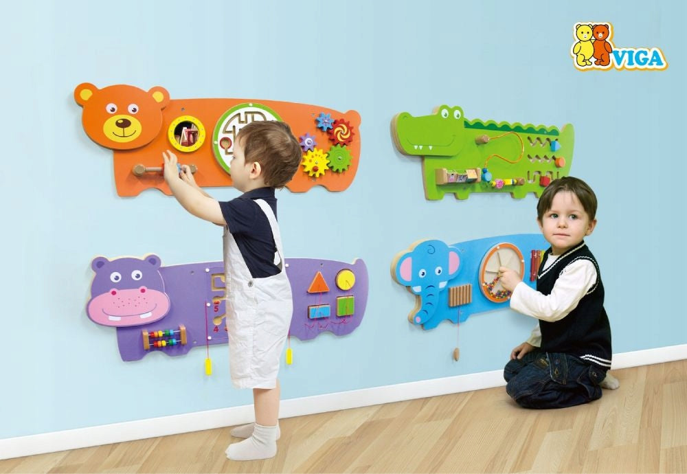 Kids Wall Panel 12m+ Wooden Motor Board Educational Bear Character/Title none