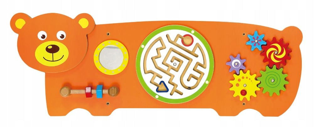 Kids Wall Panel 12m+ Wooden Motor Board Educational Bear