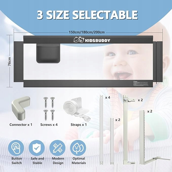 Kidsbuddy Safety Barrier Children's Bed 200 cm Manufacturer code 092934