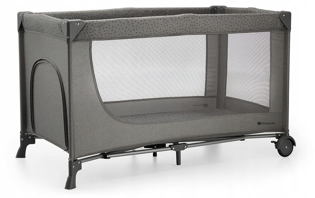 Kinderkraft Joy 2 Folding Travel Cot Playpen 2in1 For Baby Grey Color gray