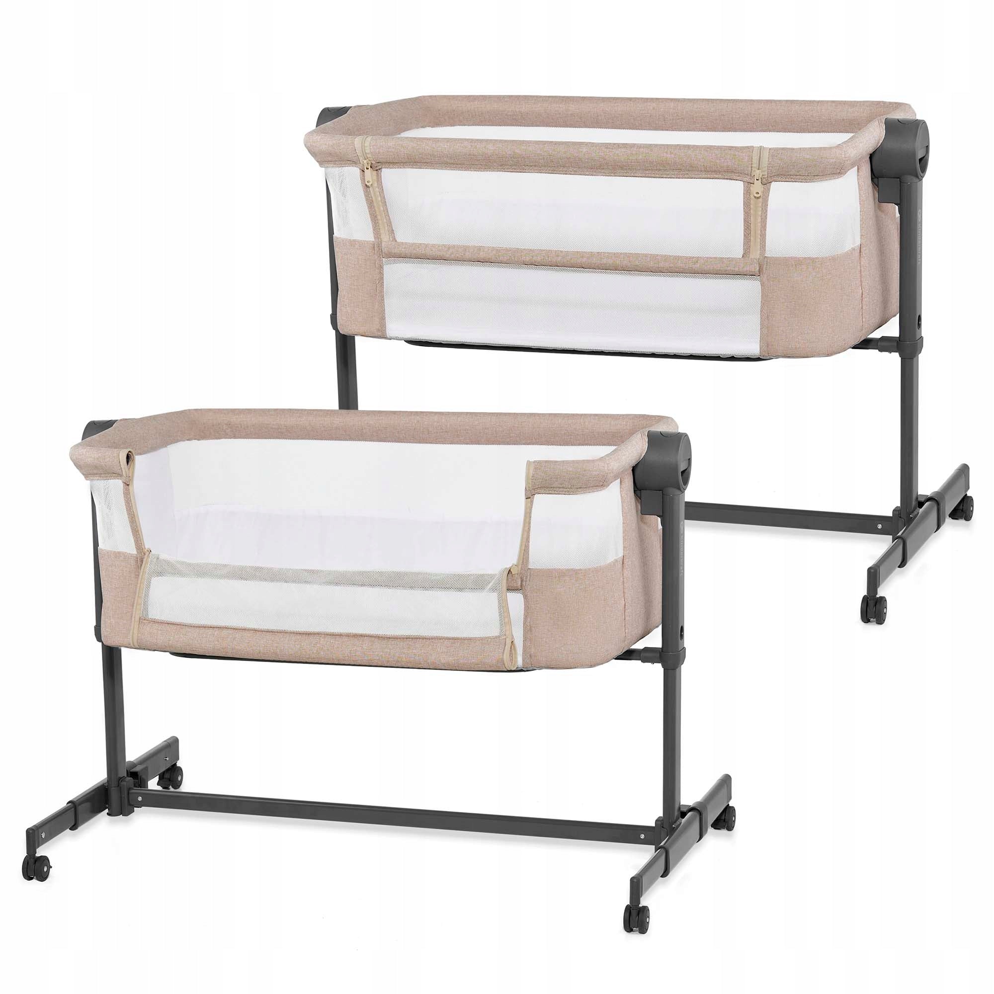 Kinderkraft NESTEE UP 2 Beige Cot with Mattress