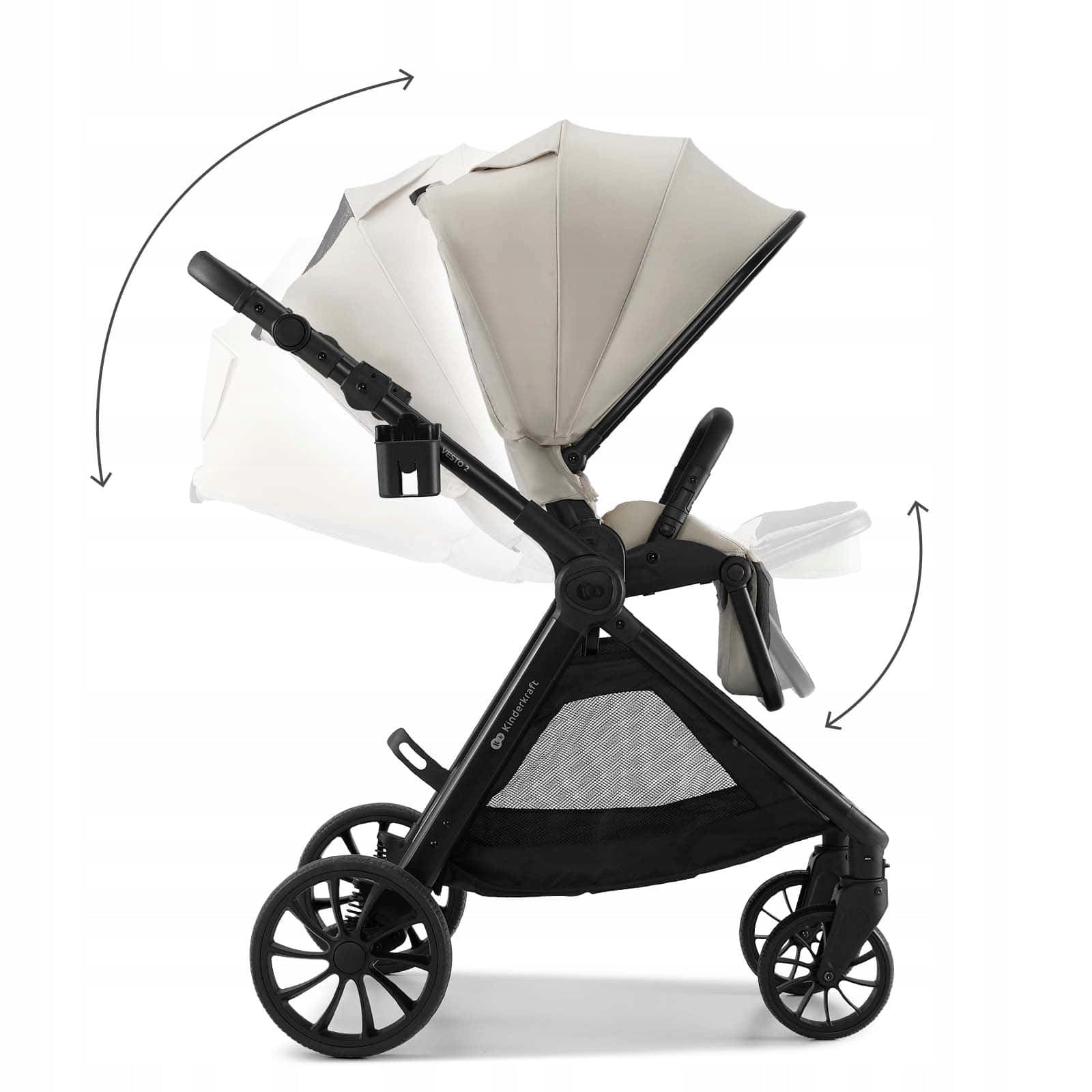 Kinderkraft Vesto 2 – Multifunctional trolley 2in1 to 22kg | BEIGE Brand Kinderkraft