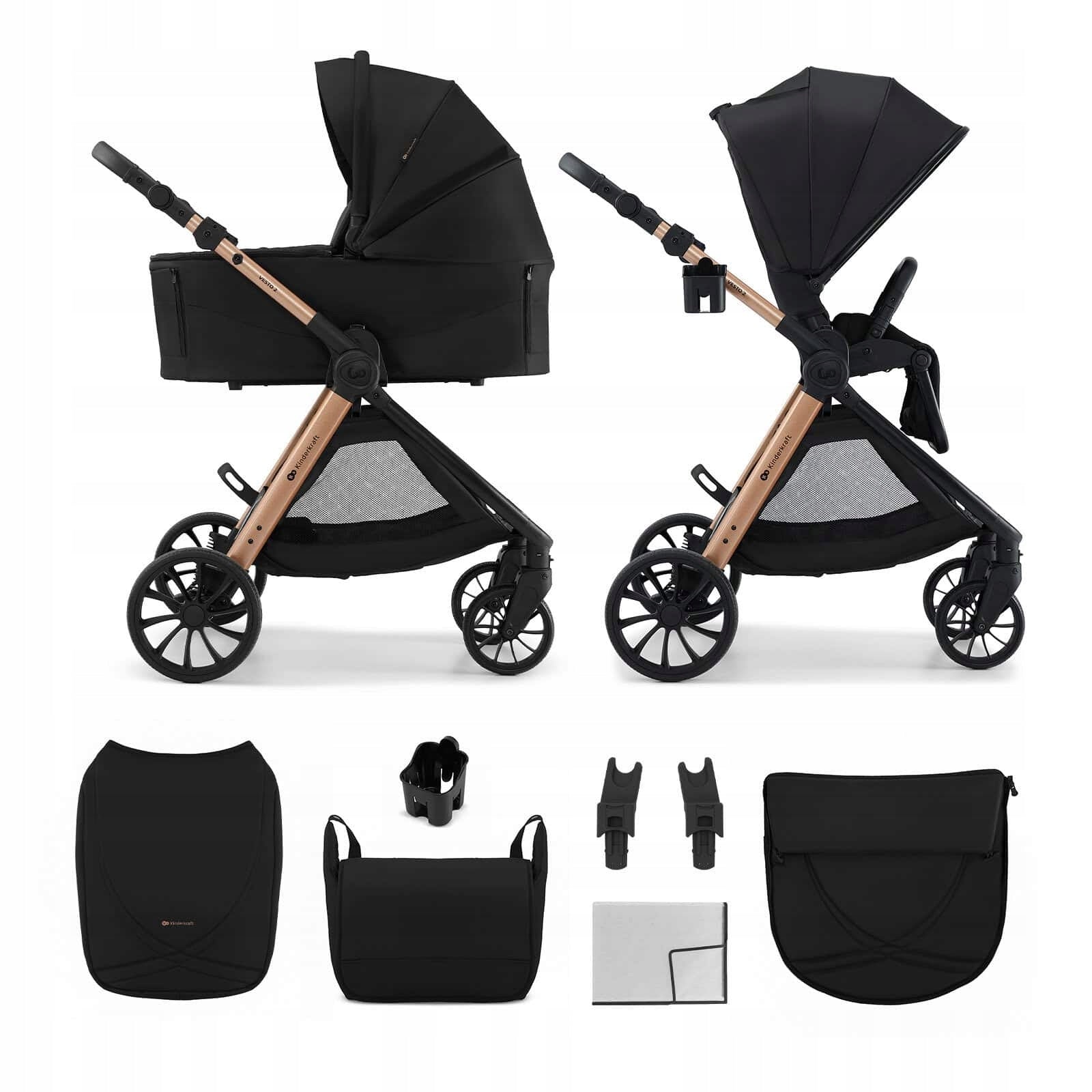 Kinderkraft Vesto 2 – Multifunctional trolley 2in1 to 22kg | BLACK