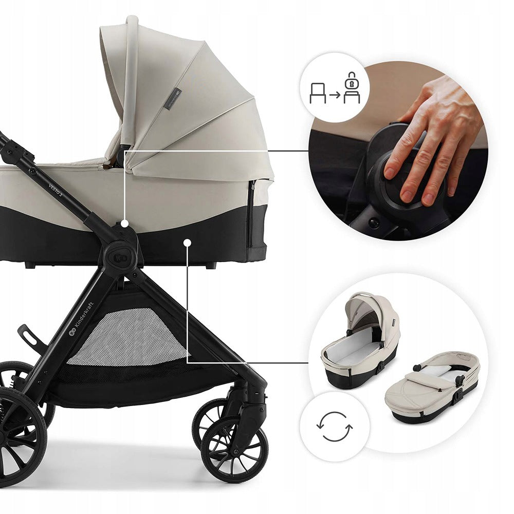 Kinderkraft Vesto 2 - multifunctional stroller, set of 2in1 | Beige Manufacturer code KSVEST02BEG2000