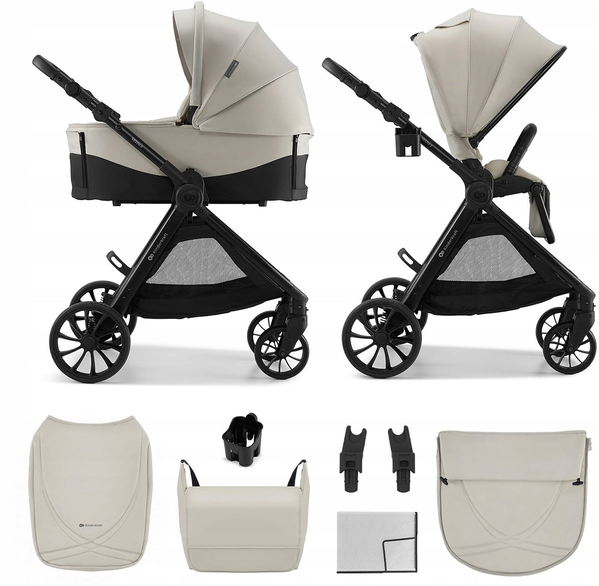 Kinderkraft Vesto 2 - multifunctional stroller, set of 2in1 | Beige