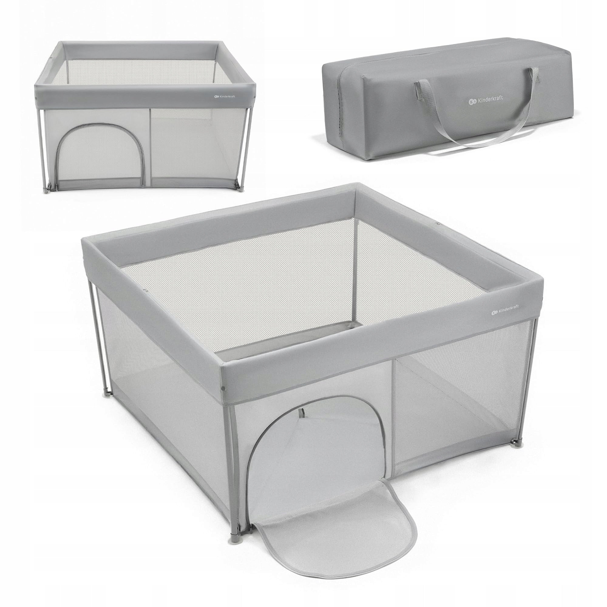 Kinderkraft Ziki Baby playpen up to 4 years old steel grey 126,5x126,5x