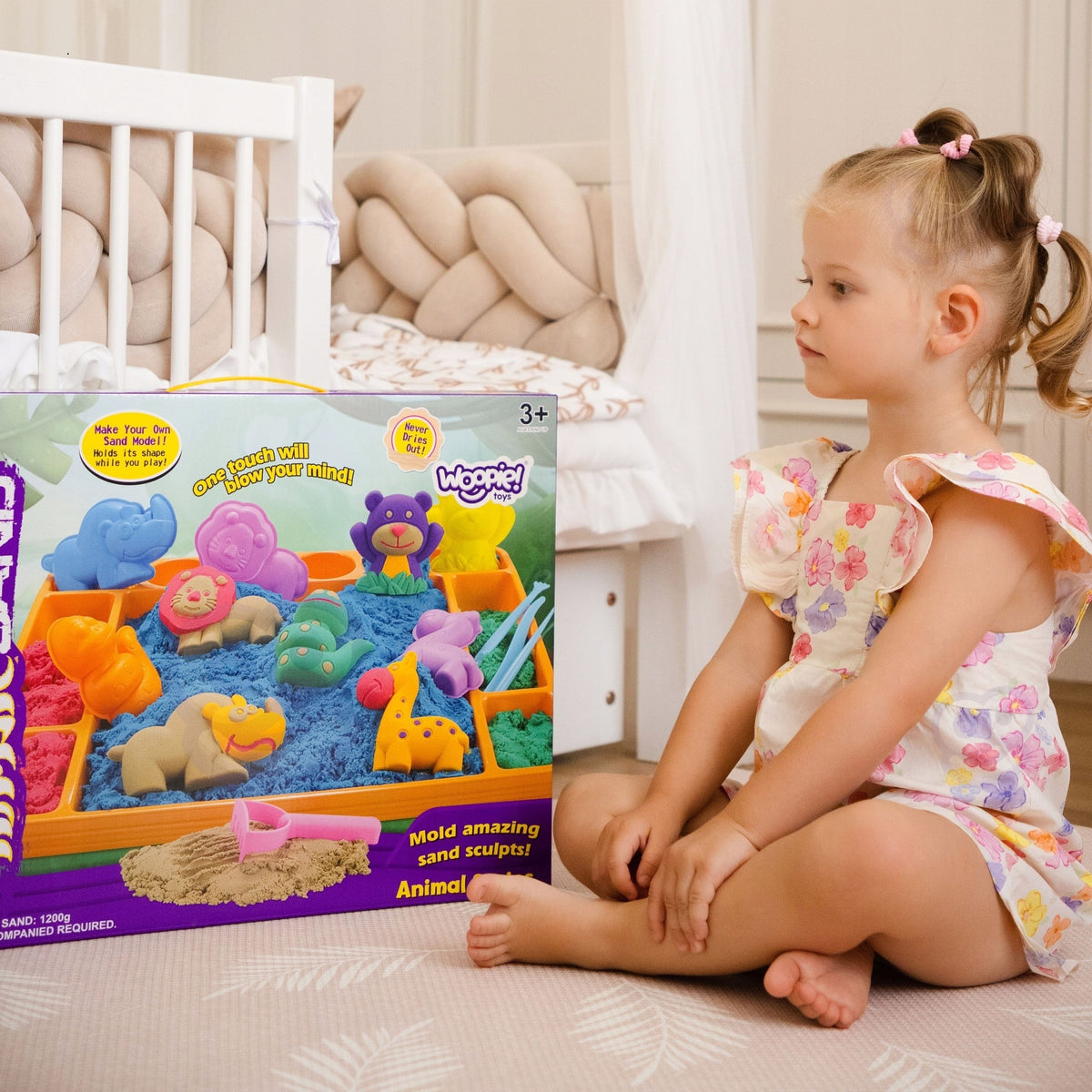 Kinetic Sand 1,2 kg Set XL ZOO Tray with Molds Brand Woopie