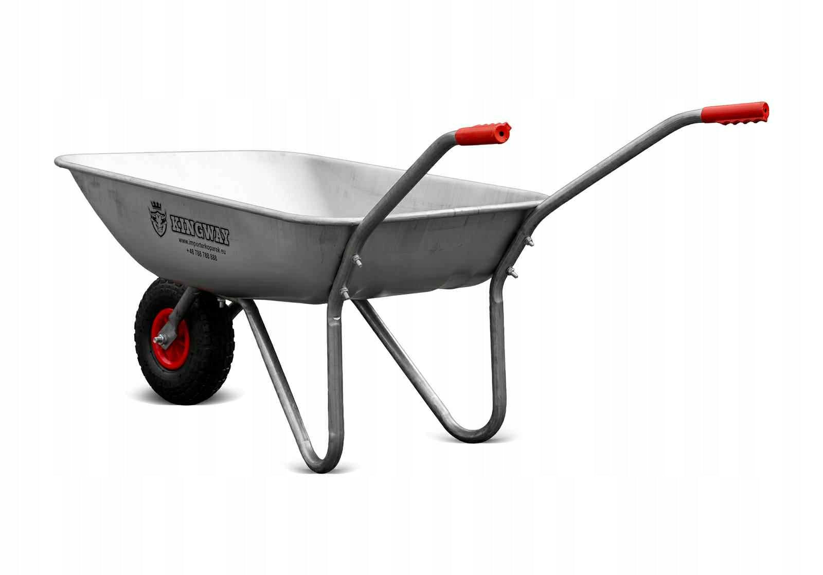 KingWay Garden Wheelbarrow Galvanized 120L Large Wheel Light Working in Garden Capacity 80 l