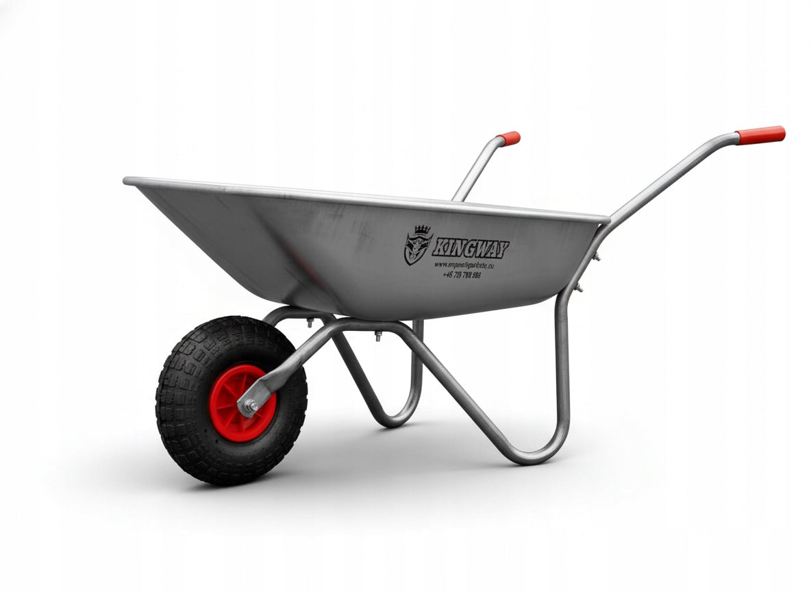 KingWay Garden Wheelbarrow Galvanized 120L Large Wheel Light Working in Garden Wheels number 1
