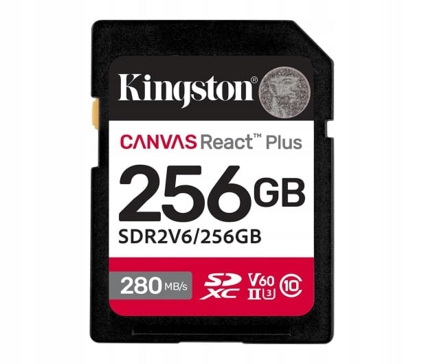 Kingston 256GB SDXC Canvas React Plus UHS II V60 4K SD card Manufacturer Kingston