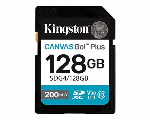 Kingston SD Memory Card 128GB Canvas Go Plus 200/MB/s C10 U3 V30