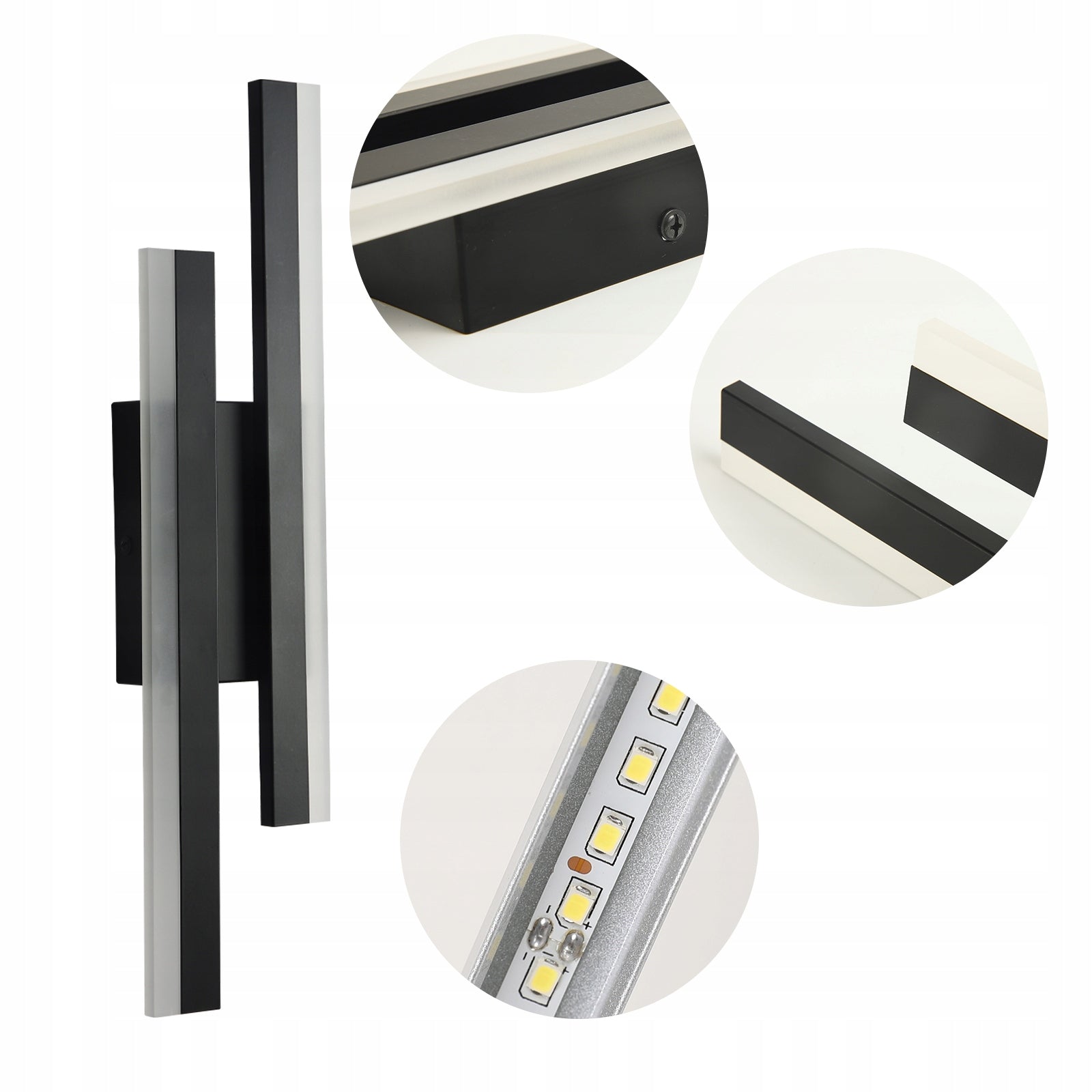 Kinkiet Ścienny Czarny Lampa LED 16w Salon Nowoczesny 6500k 1800lm Packaging status original