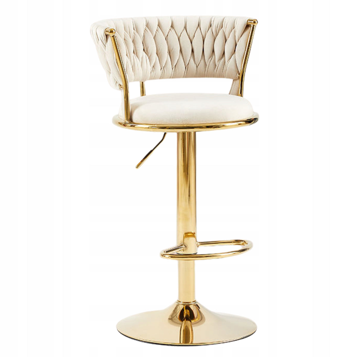 Kitchen Bar stool LILA Beige Velour Bar Chair Adjustable Glamur