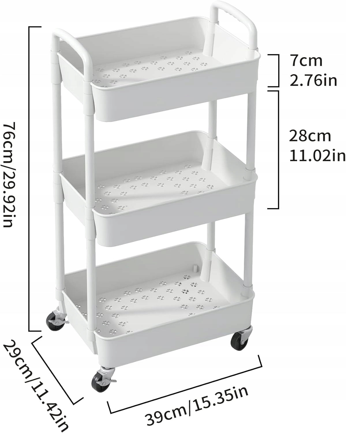 Kitchen Cabinet on Wheels Bathroom Cabinet on Wheels Mobile Bookcase White Manufacturer code P24AL01