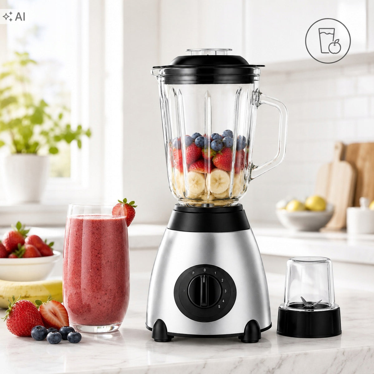 Kitchen Cup Blender for Smoothie Fruit Ice Cocktail Soups 2200W 1,5L Packaging status original