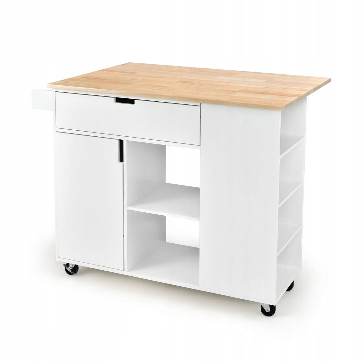 Kitchen Island with Folding Top Kitchen Island on Wheels White